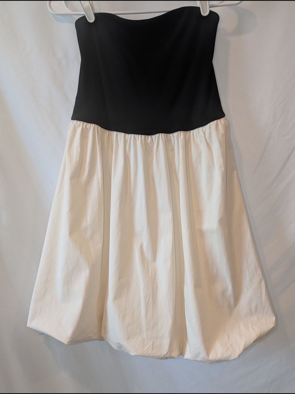 Black and Cream Strapless A-Line Bubble Hem Skirt party graduation date night